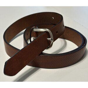 Fabio Corti  Brown  Italian  Genuine Leather Boho Belt Sz Medium Silver Buckle